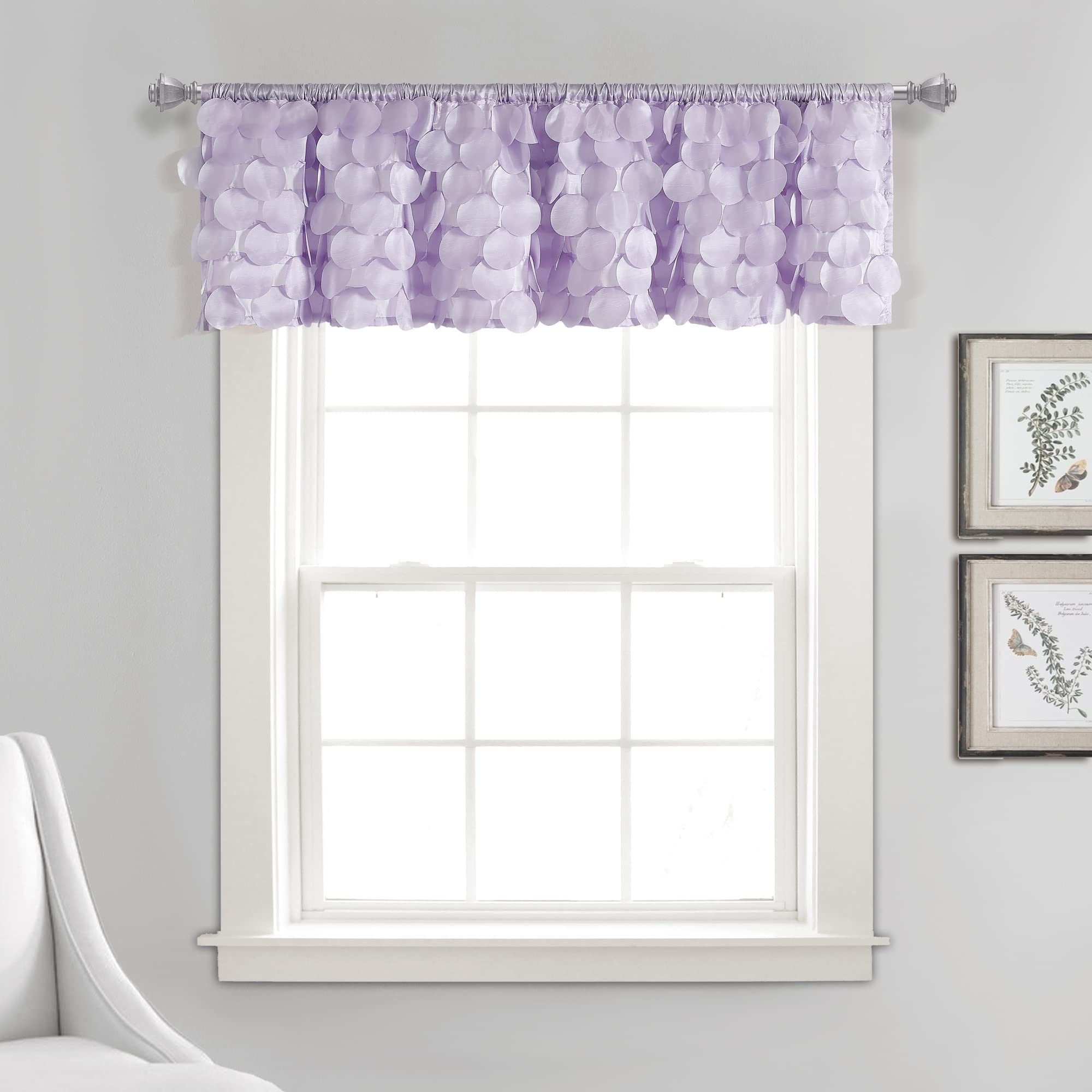 Lush Decor Gigi Window Curtain Valance, 14" L x 70" W, Lilac