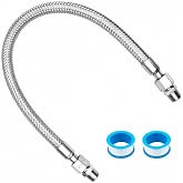 3/8&Prime; NPT Air Compressor Jumper Hose 450 PSI 750&deg;F Stainless Steel Male Tube | Braided stainless steel, 3/8&Prime; male-to-male, 20&Prime; length, swivel fittings both ends, for air compressors