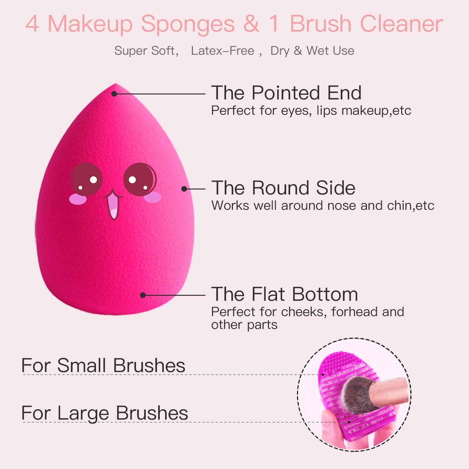 BESTOPE 16Pcs Makeup Brushes Set, 4Pcs Beauty Blender Sponge Set and 1 Brush Cleaner, Premium Synthetic Foundation Brushes Blending Face Powder Eye Shadows Make Up Brushes Kit: Beauty