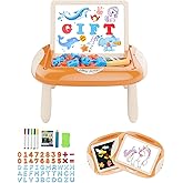 Gift for 1-2 Years Old Toddlers, Toddler Toys with Magnetic Letters and Numbers, Portable Doodle Board Easel, Learning and Educational Toy for 1-2 Years Old Boys Girls (Creamy Orange)