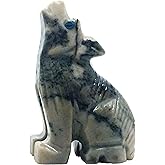 Nelson Creations, LLC 1.5 Inch Wolf Sitting Natural Soapstone Hand-Carved Animal Charm Totem Stone Carving Figurine