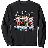 Cat Christmas Light Reindeer Santa Christmas Cat Lover Sweatshirt