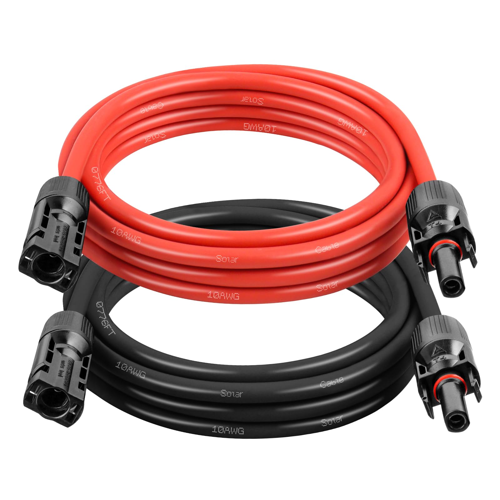 Photo 1 of 10AWG Solar Extension Cable 5FT – 2 Pack Red & Black PV Wire with Solar Connectors, 84-Strand Tinned Copper, Dual XLPE Insulated, Outdoor UV-Resistant Cable for RV, Inverter, Battery