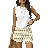 GUNEST 2 Piece Sets for Women Summer Lounge Short Sets Tank Tops Crew Neck Sleeveless and Bottom Matching with Pockets 2026