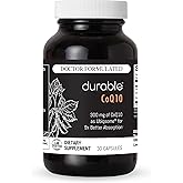 Durable CoQ10 – 300mg Coenzyme Q10 Phytosome with 9X Better Absorption + Quercetin – Heart, Energy & Cellular Support – Doctor Formulated, Vegan, Non-GMO, Made in USA, Once-Daily (30 Capsules)