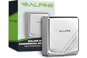 ALPINE INDUSTRIES Alpine Commercial Hand Dryer with HEPA Filter, 8 Seconds Extreme Speed Electric Hand Dryer for Home Bathroom/Restaurant with Heat & Speed Control - ADA Compliant (120V Chrome)