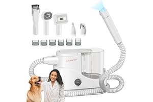 uwant Dog Hair Vacuum & Dog Grooming Kit, 13K Pa Pet Vacuum, 84 OZ Capacity for Shedding Hair with 6 Pet Grooming Tools, Nail Grinder, P100, White and Gray
