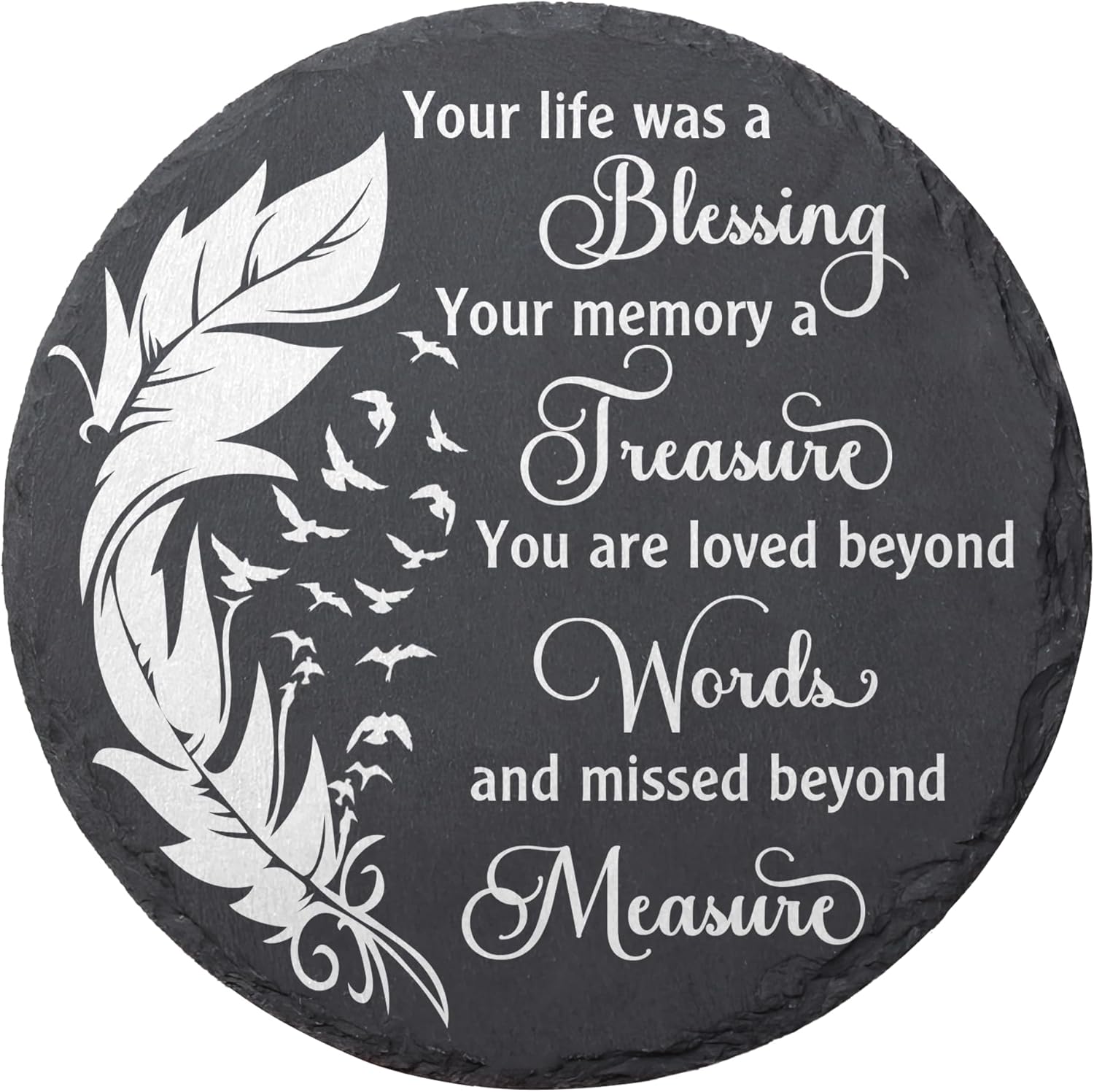 Plaques & Wall Art - Memorial Slate Stone - Your Life was a Blessing, Memorial Plaque Sympathy Gifts for Loss of Loved One, Memorial Gifts for Loss of Father, Mother, Brother, Sister Garden Slate Stone TNA2