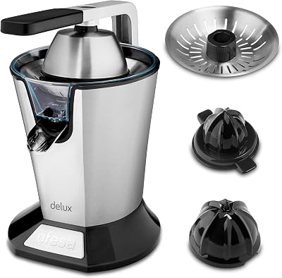 EX4950 Presse-Agrumes Électrique avec Levier, 600W, Versement Continue, Système Anti-Gouttes, Double Cône, Filtre en Acier Inoxydable
