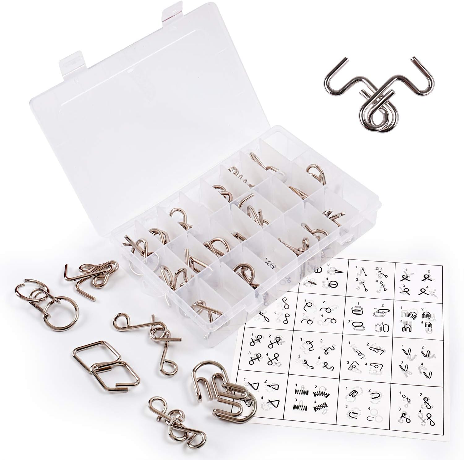 Set Di Puzzle In Filo Metallico Di 8 Giochi Rompicapo Per Test Del QI Districamento Del Collegamento In Ferro Gioco Di Interblocco Di Sblocco Dellanello Cinese Giocattoli Magici Per Adulti