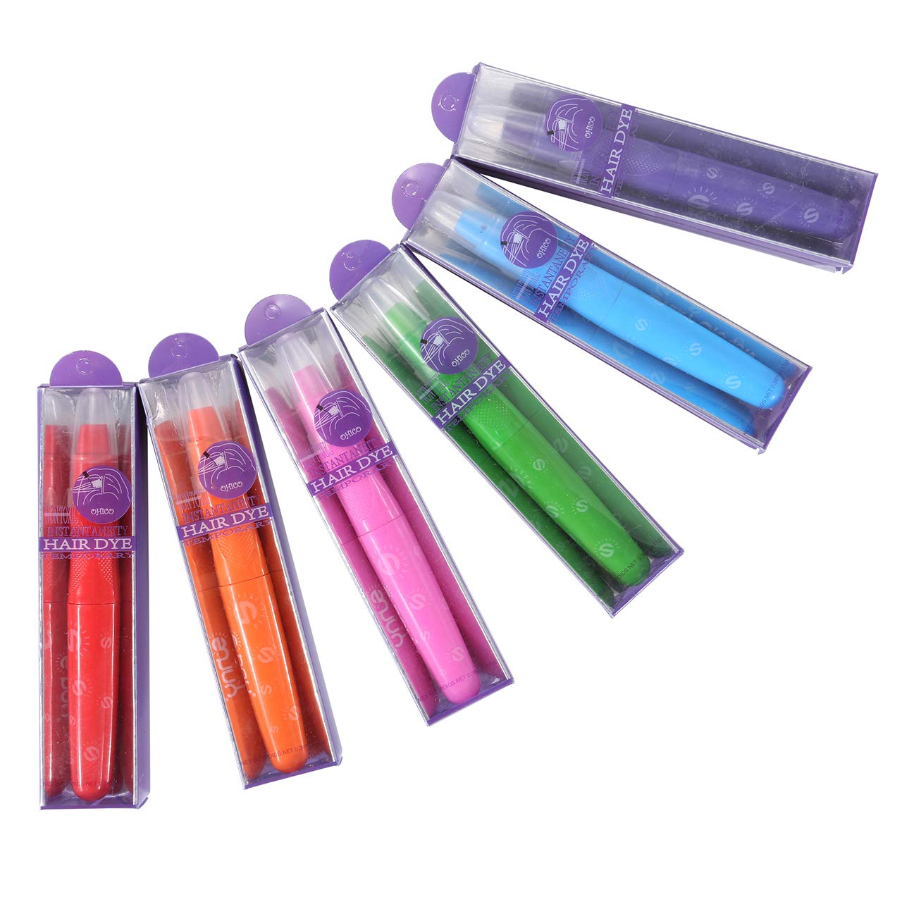 CCbeauty Hair Chalk Pens 6 Color Natural Hair Chalk Markers Works on All Hair Color Dye Temporary Hair Chalk Set