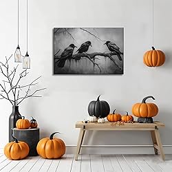Dark Academia Canvas Wall Art Raven Picture Gothic