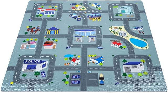 Leo Emma Jeux De Rue Tapis Puzzle Tapis De Sol Puzzle Circuit De Trafic 9 Pieces A 30 X 30cm Police Amazon Fr Jeux Et Jouets