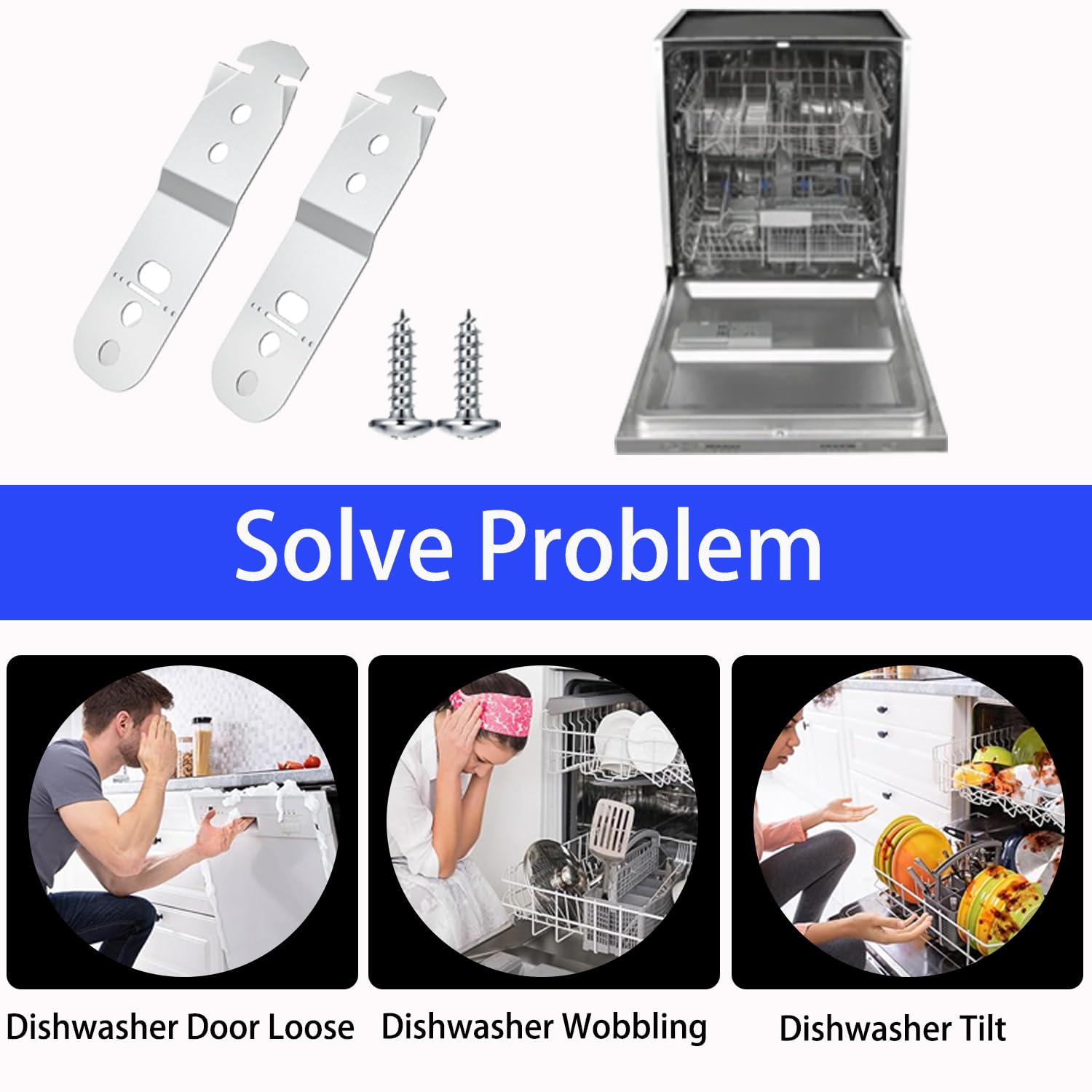 Dishwasher Mounting Bracket 619985 Compatible with Bosch Replaces 628371 AH3478789 EA347878 AP4538351 605007 00605007-2 Pack