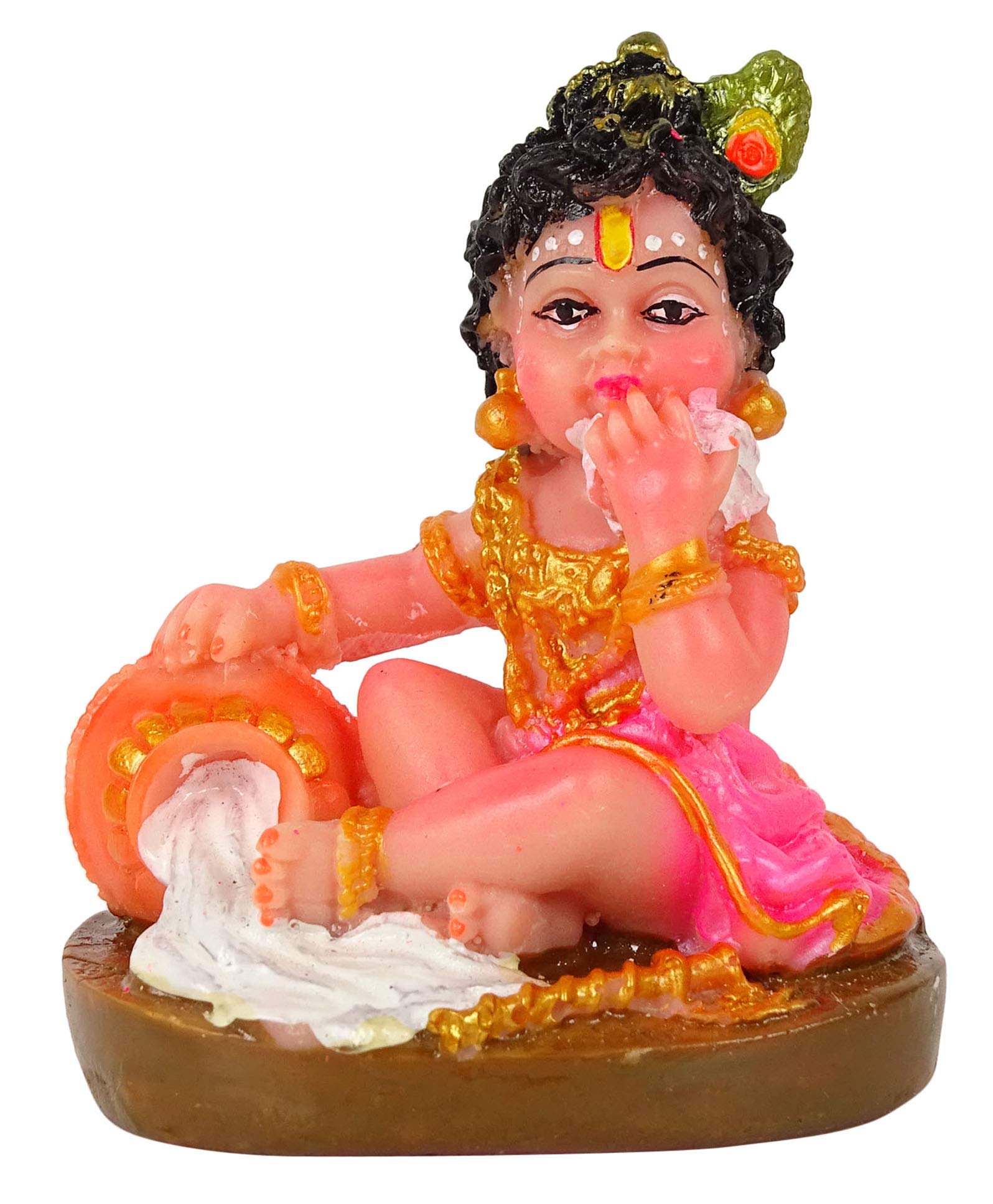 IBA Indianbeautifulart Lord Krishna Handcrafted Resin Statue 8.5 Cm Small Idol For Car Dashboard Figurines Office Table Decor