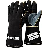 Fire Heat Resistant Gloves – 14 Inch 932°F Fireproof Leather Fireplace & BBQ Gloves for Grill, Oven, Wood Stove, Campfire, Welding (MIG/TIG), Furnace, Baking – Heavy-Duty Heat Protection, XL