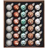 HipTree 30ct Christmas Ornaments Tree Decorations Set-1.18 Inch Green Copper Gold Shatterproof Decorative Hanging Ball Ornament Bulk, Mini Xmas Tree Tabletop Decorations for Fall Halloween Decor