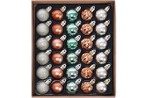 HipTree 30ct Christmas Ornaments Tree Decorations Set-1.18 Inch Green Copper Gold Shatterproof Decorative Hanging Ball Ornament Bulk, Mini Xmas Tree Tabletop Decorations for Fall Halloween Decor