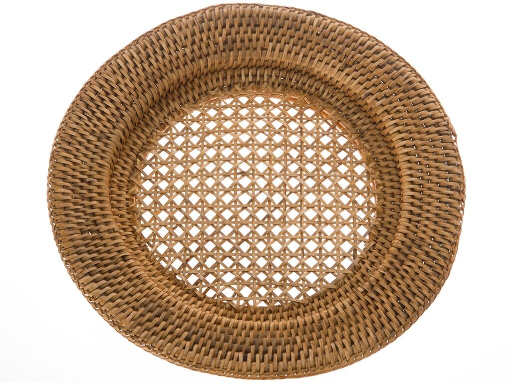 Photo 1 of KOUBOO Round Rattan Charger Plate, Honey Brown (Pack of2)