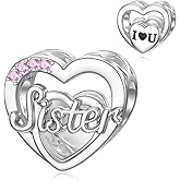 DALARAN 925 Sterling Silver Charms Mother Daughter Sister Dangle Bead for Charm Bracelet Necklace