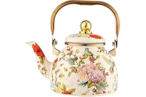 MYCENSE Teakettle Water Kettle Water Milk Warmer Sturdy Leakproof Home 1.2L with Ergonomic Handle Beverage Jug Enamel Teapot