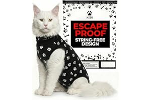 KEDI CATS SOLUTIONS Cat Surgery Recovery Suit Female Cat Onesie for Cats After Surgery Spay Surgical Abdominal Wound Skin Diseases E-Collar Alternative Wear Kitten (Black, Large)