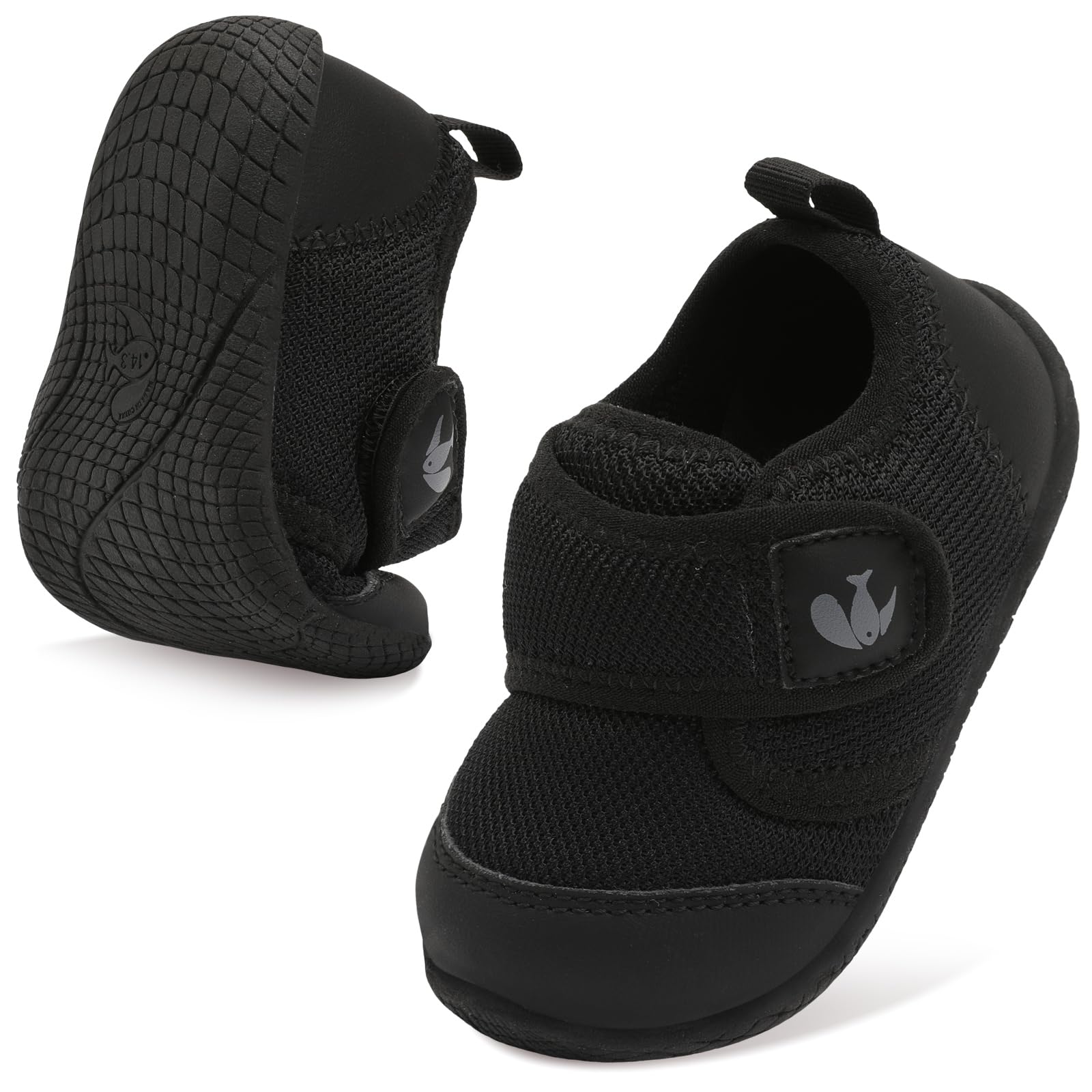 Photo 1 of FEETCITY Toddler Sneakers - Barefoot Walking Shoes for Boys & Girls - Breathable, Non-Slip, Wide Fit, Tennis Style - Black, Size 15.3