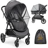 Orzbow Baby Mosquito Net for Stroller, Universal Fit, Breathable, Black | Tear-Resistant Mesh, Insect Barrier w/Travel Bag for Stroller, Car Seat, Bassinet, Cradle, Mini Cribs, Baby Summer Essential