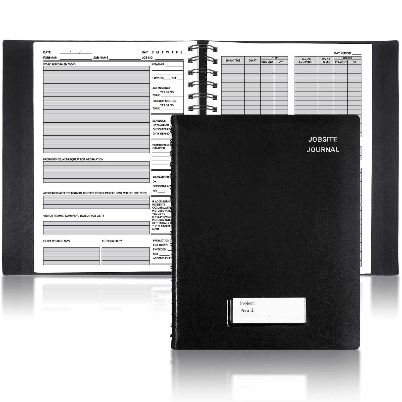 Photo 1 of Fuyoooo Jobsite Journal 7 x 10 Inch Construction Daily Log Activity Record Construction Planner for Work Project Job Management