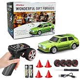 Dingdongwu 1/43 Mini RC Drift Car with Gyroscope, 4WD Full Proportional RC Car, 2.4GHZ Hobby Grade Remote Control Cars, RTR Model Vehicle, 20+KM/H High Speed for Hobbyists Kids Adults (Lime Green)