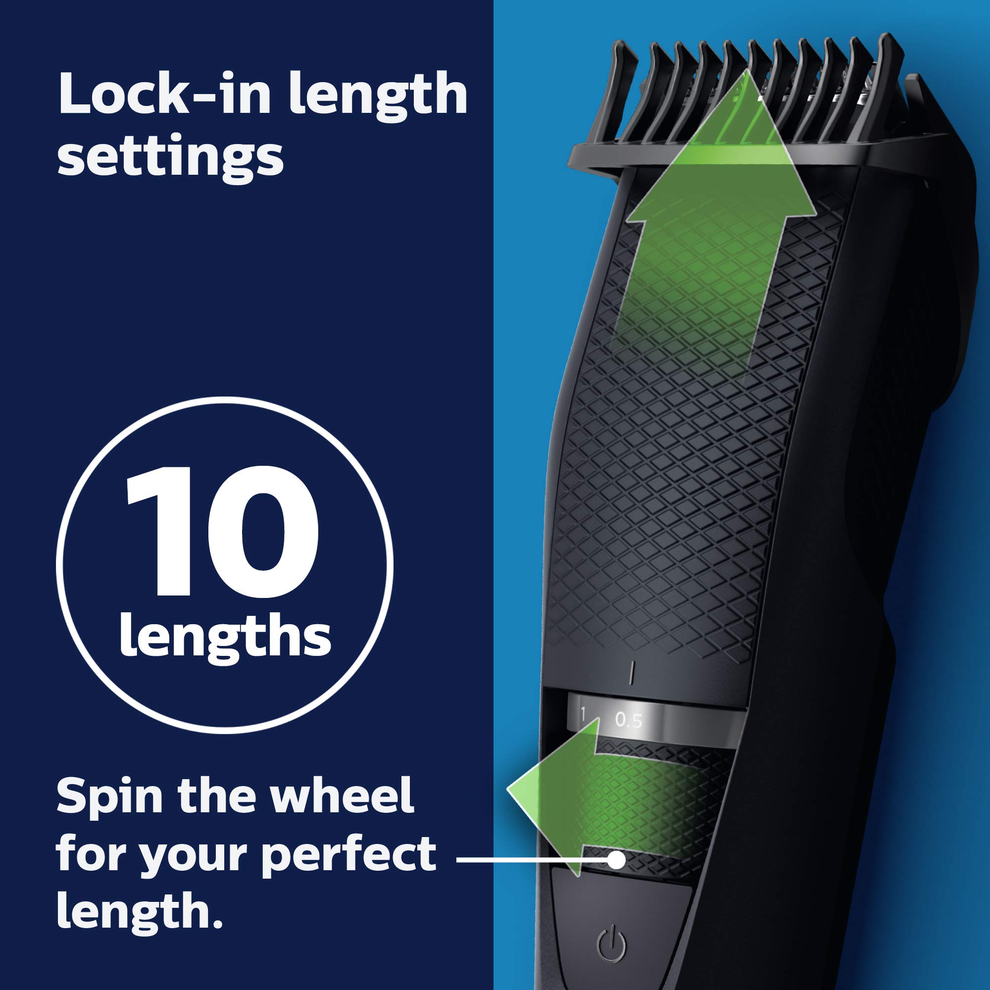 Norelco Philips Beard Trimmer Series 3000 - Cordless Grooming & Hair Clipper, Rechargeable, Adjustable Length, Beard Trimmer and Hair Clipper - No Blade Oil Needed - BT3230/41