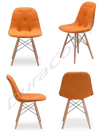 DuraComf Dining Chairs Set of 4 / Living Room Chairs Set of 4/ Side Chair/Cafe Chair/Accent Chair/Cushioned Dining Chairs (Orange)