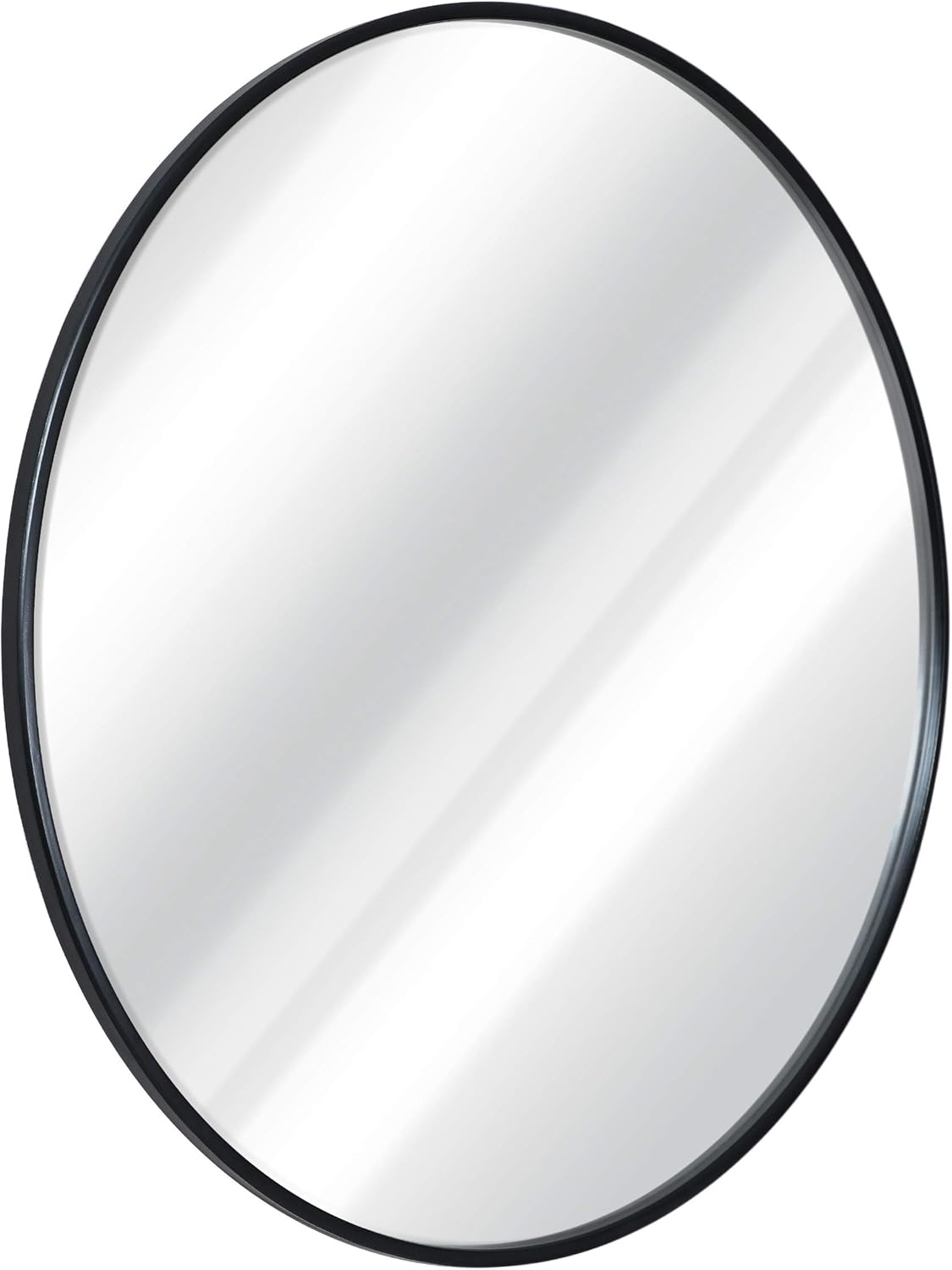 Black Round Wall Mirror - 24 Inch Large Round Mirror, Rustic Accent Mirror For Bathroom, Entry, Dining Room, & Living Room. Metal Black Round Mirror For Wall, Vanity Mirror Large Circle Wall Mirror: Home & Kitchen