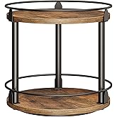 YATINEY Lazy Susan Organizer, Rotating Spice Rack, 2 Tier Spice Turntable Organizer, Industrial Turntable Spice Holder, for Kitchen Countertop and Cabinet, Compact and Versatile, Rustic Brown SR22BR