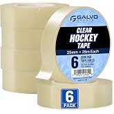 Galvo Clear Hockey Tape 6 Pack - Heavy Duty Shin Guard &amp; Soccer Sock Tape | Waterproof Clear Athletic Tape, Easy Tear Transparent Sports Tape for Hockey &amp; Field Sports