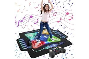 zefinot Dance Mat for Kids Ages 3-12 Year - Dance Mats with Light Up 4-Buttons & Wireless Bluetooth,Music Dance Mat with 4 Game Modes and 5 Levels, Dance Game Toy Gift for Kids Girls Boys