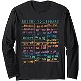 Library Card Vintage Book Due Date Bookish Rainbow Reading Long Sleeve T-Shirt