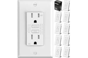 ELECTECK 10 Pack GFCI Outlets 15 Amp, Outdoor Weather Resistant (WR), Ultra Slim GFI Receptacles with LED Indicator, Ground Fault Circuit Interrupter, Wallplate Included, ETL Listed, White