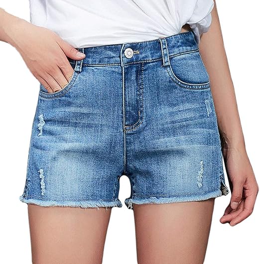 high waisted fringe denim shorts