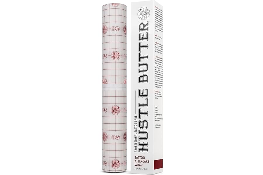 Hustle Butter Second Skin Tattoo Wrap – 9.8 Inches x 2.2 Yards – Transparent Adhesive Roll – Easy Removal, Mess-Free Body Art Wrap – Breathable & Latex-Free – for Medium Tattoo Aftercare