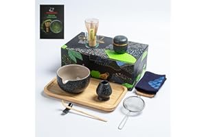 TEANAGOO Matcha Whisk Set,10 Pcs Matcha Set,Matcha Kit for Ceremony,Matcha Tea Set With Tray,Matcha Whisk and Ceramic Bowl with Matcha Scoop&Sifter,Used for Making Breakfast,Afternoon Matcha Tea