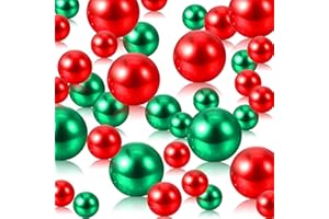 LUERBI Red Green Vase Filler | 150PCS Pearls Bead for Centerpieces Vases | 8/14/20 mm No Hole Beads, Fake Pearls for Wedding Birthday Theme Party Table Centerpieces Decor