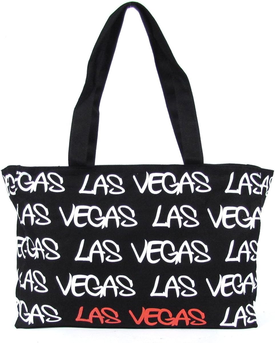Robin Ruth Black Canvas Las Vegas Tote Bag Shopper Shoulder