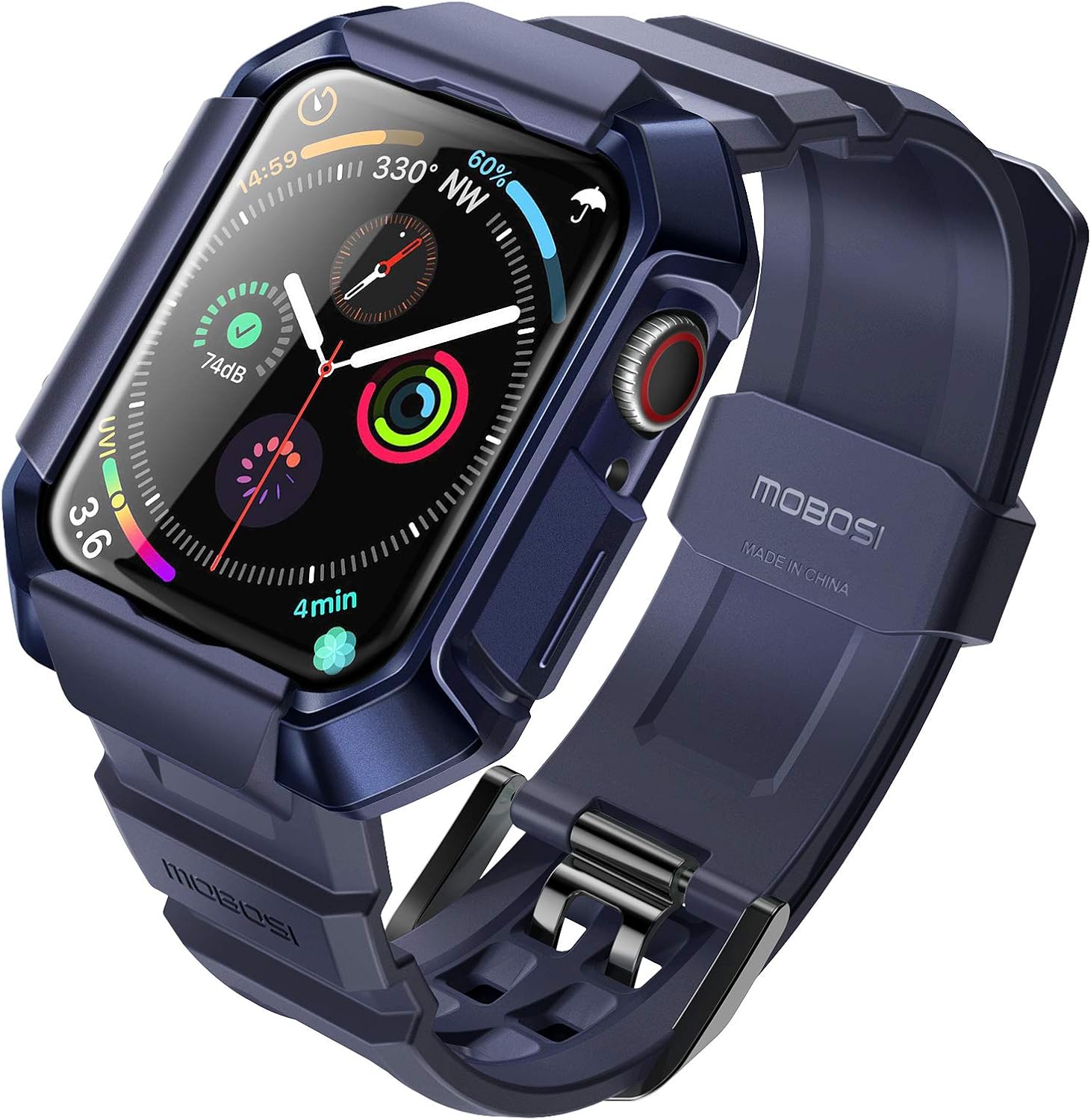 MOBOSI Compatible with Apple Watch Band 44mm Series 6/5/4/SE with Case, Military Grade Rugged Protective Case with TPU Sport Bands Strap for iWatch Series 6/5/4/SE - Blue