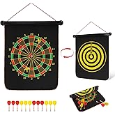 Qonutoci Magnetic Dart Board, 15 x 12 Inches Dart Boards for Youth Boys Girls, Two Sided Roll Up Dartboard,12 Magnetic Safe Darts, Indoor Outdoor Game, Room Decor, Best Gifts for Teen Boys 13-18