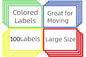 PREFEEL 6" x 4" Large Moving Labels for Boxes, Packing Supplies for Moving Color Coded Blank Labels Stickers for Home Organization Projects, Kitchen, Storage Bins, Permanent Adhesive