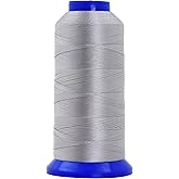 Mandala Crafts Gray Heavy Duty Thread - 1500 Yds Tex 70 Bonded Polyester Threads for Sewing Drapery, Jeans, Leather, Hair, Outdoor Marine Upholstery