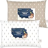 KeaBabies 2-Pack Toddler Pillows 2 Year Old to 5-13x18 Soft Organic Cotton Kids Pillow for Sleeping, Travel, School, Daycare, Nap, Toddler Bed, Machine Washable, Without Pillowcase (Pine Tree)