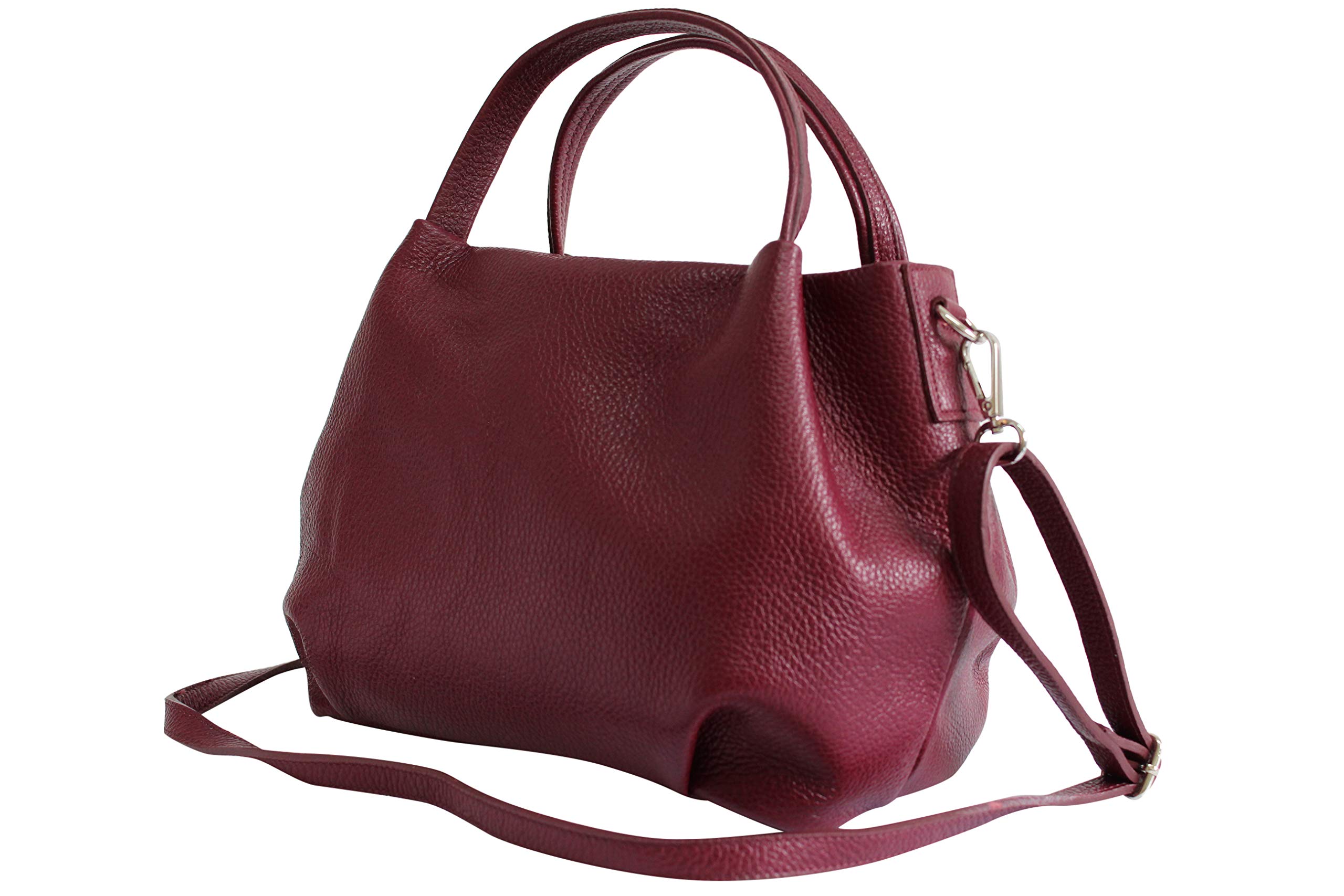 AmbraModa GL023 - Women's handbag, top handle bag, shoulder bag genuine leather (bordeaux)