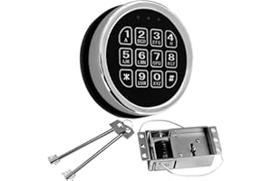 WAH YUE HING Gun Safe Lock Replacement,Chrome Keypad Electronic Safe Lock with Solenoid Lock 2 Override Keys and Circuit Board.